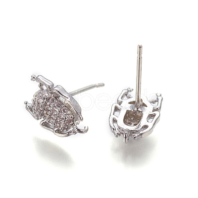 Eco-Friendly Brass Cubic Zirconia Stud Earrings Finding ZIRC-O028-01-1