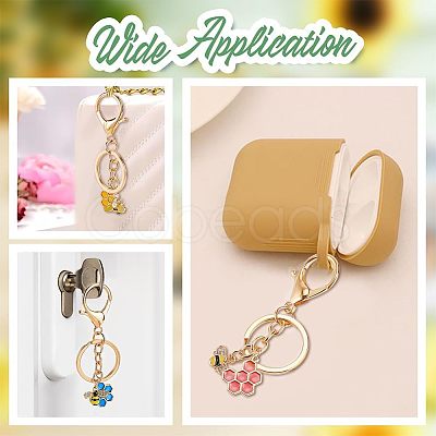 Nbeads 4 Sets Alloy Enamel Pendants Keychains KEYC-NB0001-36-1