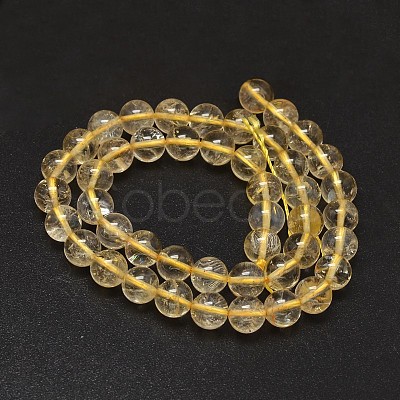 Round Natural Citrine Beads Strands G-K068-12-8mm-1