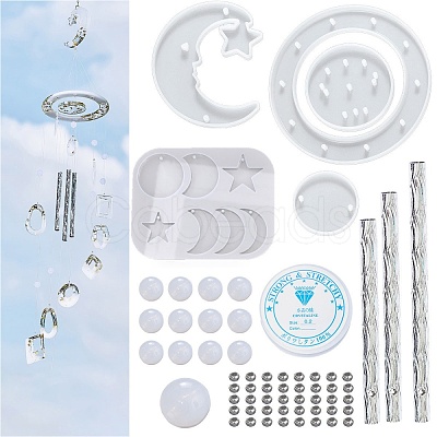 DIY Star & Moon Wind Chime Making Kits DIY-P028-17-1