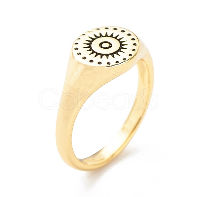 Brass Signet Ring for Women RJEW-E058-01G-05-1