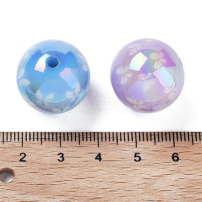 Printed & UV Plating Rainbow Iridescent Acrylic Beads OACR-O008-01-1