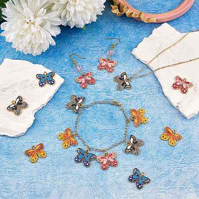 32Pcs 4 Colors Alloy Enamel Pendants FIND-SZ0006-04-1