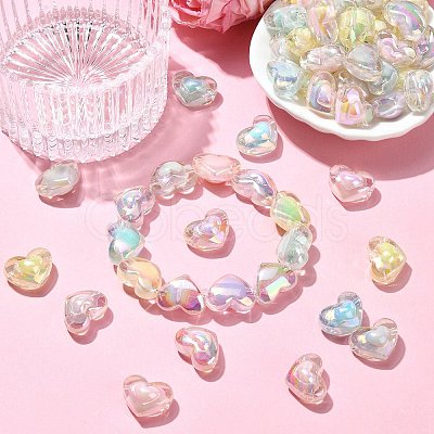 100Pcs 5 Colors Transparent Acrylic Beads TACR-YW0008-10-1