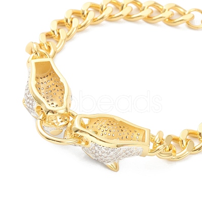 Brass Micro Pave Clear Cubic Zirconia Link Bracelets BJEW-F413-01G-1