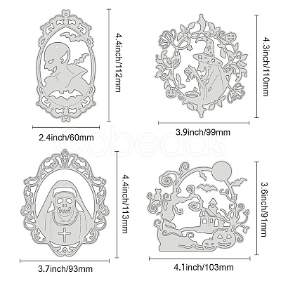 GLOBLELAND 4 Pcs 4 Styles Carbon Steel Cutting Dies Stencils DIY-DM0001-77-1