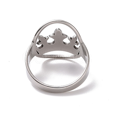 Non-Tarnish 201 Stainless Steel Oval with Crown Finger Ring RJEW-J051-42P-1