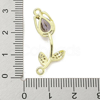 Rack Plating Brass Micro Pave Clear Cubic Zirconia Flower Connertor Charms KK-Z043-03D-1