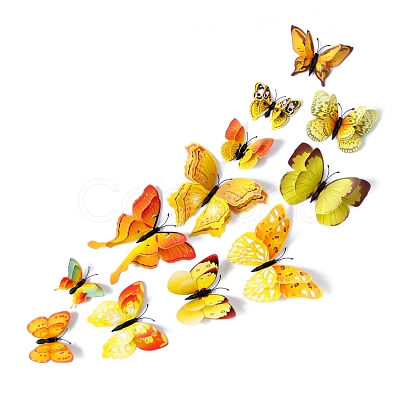 12Pcs PVC 3D Butterfly Wall Decorative Stickers PW-WG55410-05-1