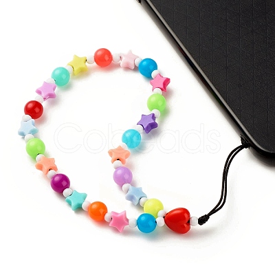 Opaque Acrylic Beads Mobile Straps HJEW-JM00679-1