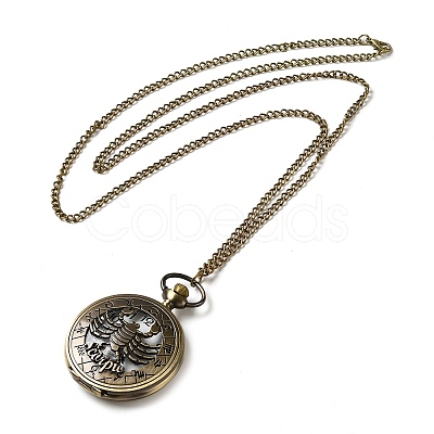 Alloy Glass Pendant Pocket Necklace WACH-S002-08AB-1