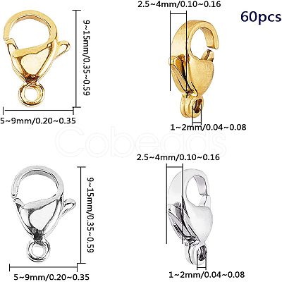 304 Stainless Steel Lobster Claw Clasps Sets STAS-PH0012-01M-1