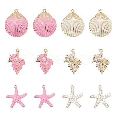 24Pcs 6 Style Spray Painted Alloy Pendants FIND-LS0001-60-1