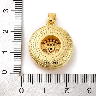 Brass Pendants with Cubic Zirconia and Glass KK-D536-21G-01-1