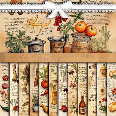 12Pcs 12 Styles Vegetable & Fruit Theme Scrapbook Paper Pads PW-WG321D9-01-1