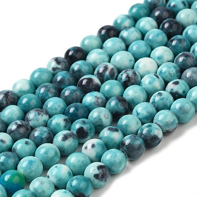 Synthetic Ocean White Jade Beads Strands G-L019-6mm-17-1