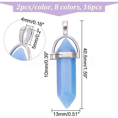 CHGCRAFT 16Pcs 8 Colors Synthetic Luminous Stone Pendants FIND-CA0005-30-1