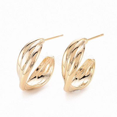 Brass Stud Earrings EJEW-T007-21G-NF-1