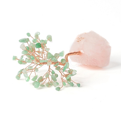 Natural Green Aventurine Money Tree with Natural Rose Quartz Base Display Decorations DJEW-G027-08RG-05-1