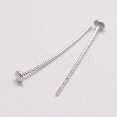 Anti-Tarnish Rhodium Plated 925 Sterling Silver Flat Head Pins STER-P024-07-B-1