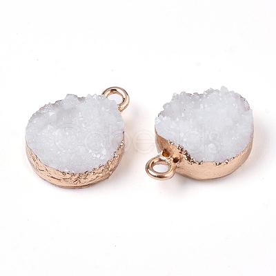 Electroplate Druzy Resin Pendants RESI-S366-02F-1