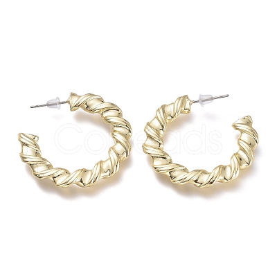 Brass Stud Earrings EJEW-P264-A08-G-1