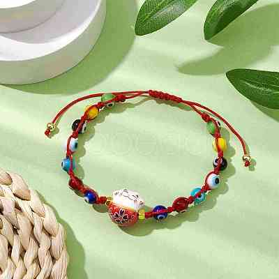 Adjustable Lanmpword Evil Eye Braided Bead Bracelet BJEW-JB11059-01-1