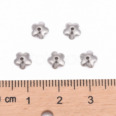 Tarnish Resistant 5-Petal Flower Smooth Surface 304 Stainless Steel Bead Caps STAS-R065-57-1