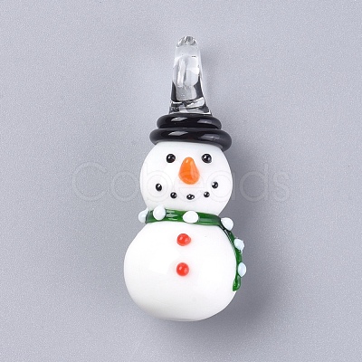 Christmas Handmade Lampwork Pendants LAMP-G141-03B-1