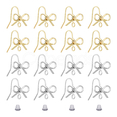 SUPERFINDINGS 24Pcs 2 Color Brass Stud Earring Findings KK-FH0004-78-1