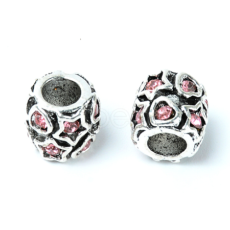 Zinc Alloy Rhinestone European Beads PALLOY-TAC0024-03B-1