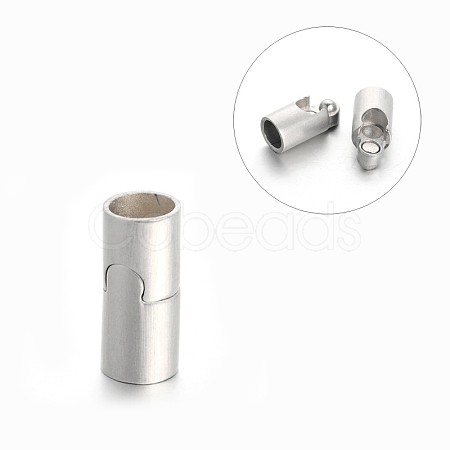 Column 304 Stainless Steel Matte Surface Magnetic Clasps with Glue-in Ends STAS-M195-25A-1
