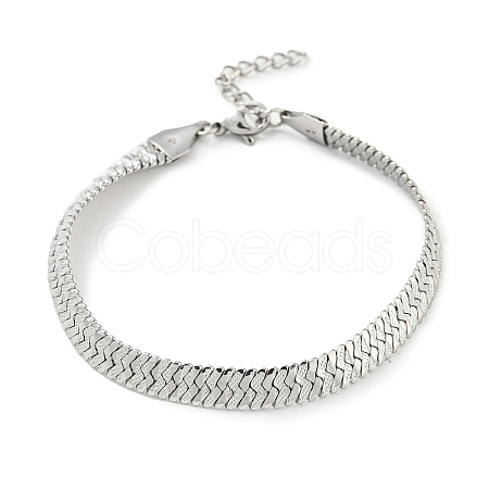 304 Stainless Steel Herringbone Chain Bracelet BJEW-D028-02D-01P-1