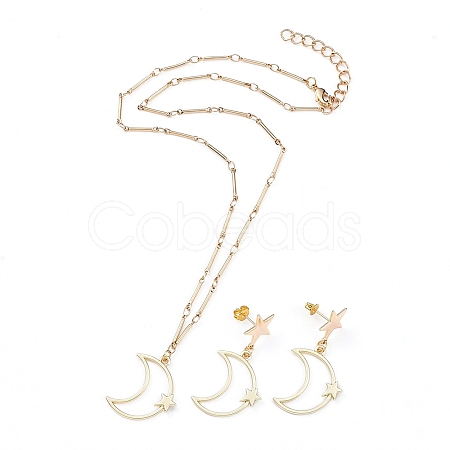 Pendant Necklace and Dangle Stud Earring Jewelry Sets SJEW-JS01084-01-1
