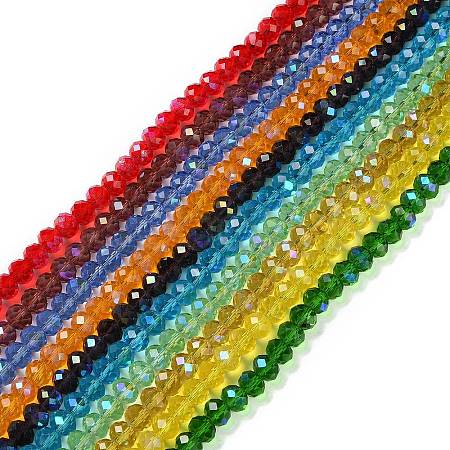 Electroplate Transparent Glass Beads Strands GLAA-D022-01-1