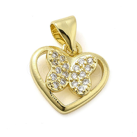 Rack Plating Brass Micro Pave Clear Cubic Zirconia Charms KK-Q784-07G-1