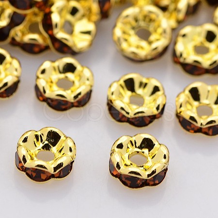 Brass Rhinestone Spacer Beads RB-A014-L6mm-15G-NF-1