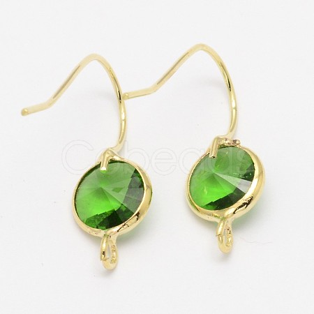Golden Tone Brass Glass Earring Hooks KK-L117-G02-1