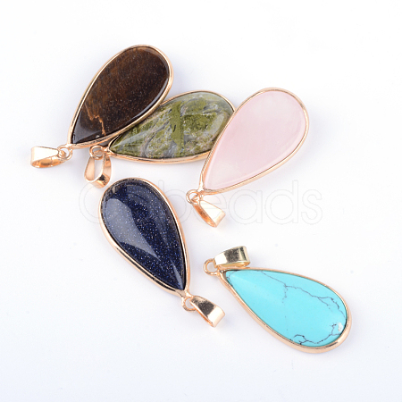 Teardrop Natural & Synthetic Mixed Stone Pendants G-Q449-27-1