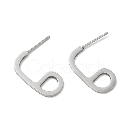 201 Stainless Steel Number 6 Stud Earrings with 304 Stainless Steel Pins for Women STAS-P319-39P-1
