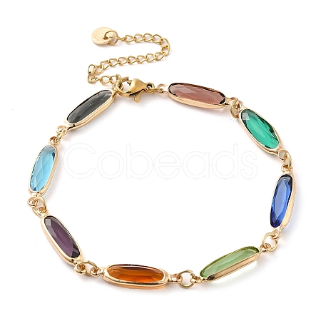 Colorful Glass Link Chain Bracelets BJEW-B075-04-1