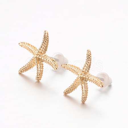 Starfish/Sea Stars Alloy Stud Earrings EJEW-O068-134G-1