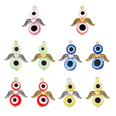 SUPERFINDINGS 5 Sets Evil Eye Resin Bead Pendants FIND-FH0009-10-1