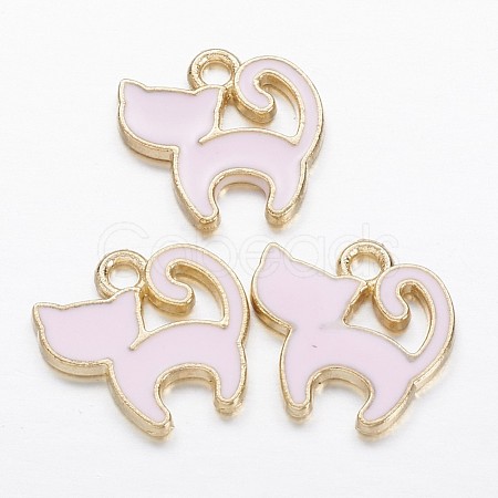 Alloy Enamel Kitten Charms X-PALLOY-P118-17-1