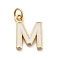 Rack Plating Brass Pendants, with Enamel and Jump Ring, Cadmium Free & Lead Free, Long-Lasting Plated, Real 18K Gold Plated, Letter, Letter M, 11.5x9x1mm, Hole: 2.5mm