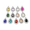 K5 Glass Pendants, Alloy Findings, UV Plated, Teardrop, Platinum, 19.5x13.5x5mm, Hole: 1.8mm