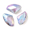 Glass Rhinestone Cabochons, Flat Back & Back Plated, Faceted, Axe, Vitrail Light, 14x9x4.5mm