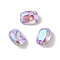 Glass Rhinestone Cabochons, Flat Back & Back Plated, Faceted, Rectangle, Tanzanite, 8x6x3.3mm