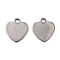 Tarnish Resistant 201 Stainless Steel Charms, Heart, Stainless Steel Color, 10x9.5x0.8mm, Hole: 1.4mm