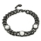 304 Stainless Steel & Natural Howlite Polygon Link Bracelets for Women, Gunmetal, 7-1/2 inch(19cm)